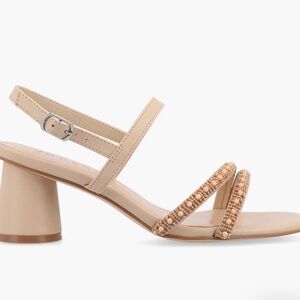 Journee Collection Lornnah Beaded Strap Block Heel Sandal
